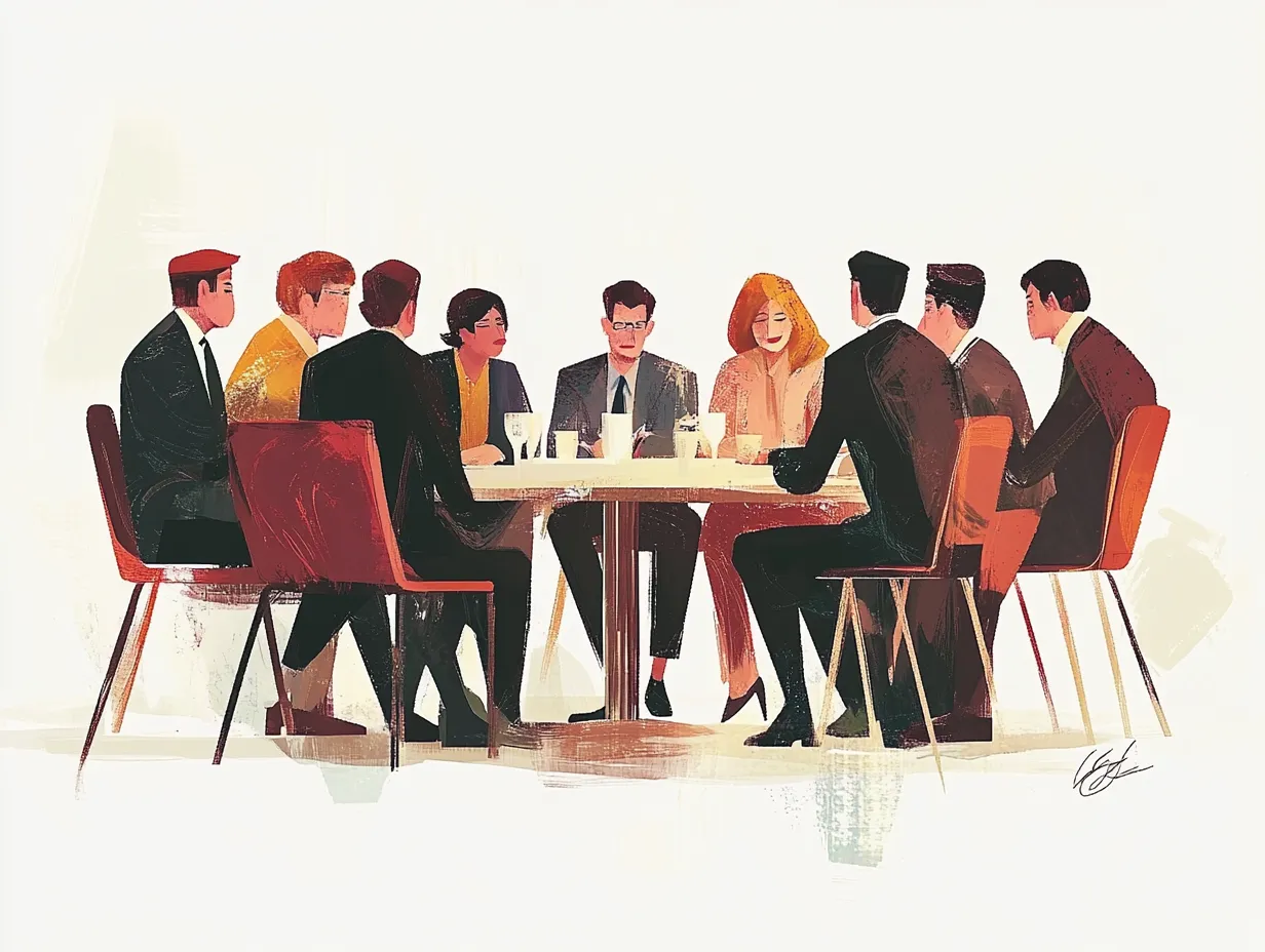 cover image of event - people dining in a corporate setting