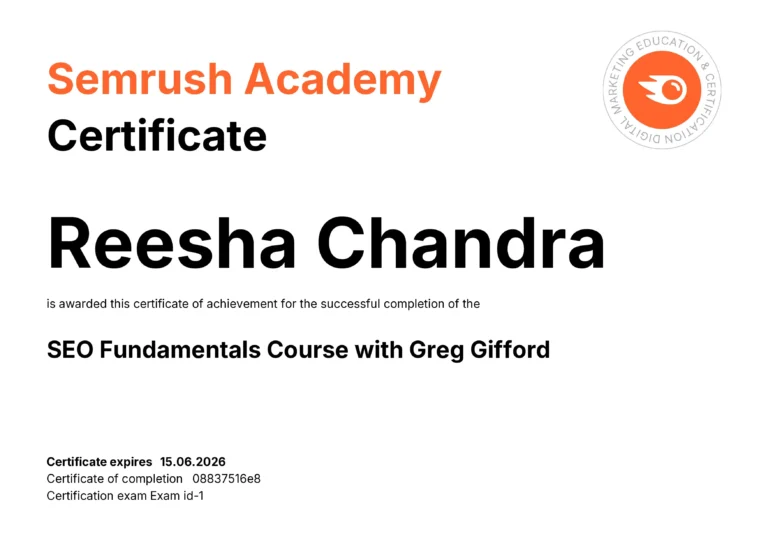 SEMrush Certificate